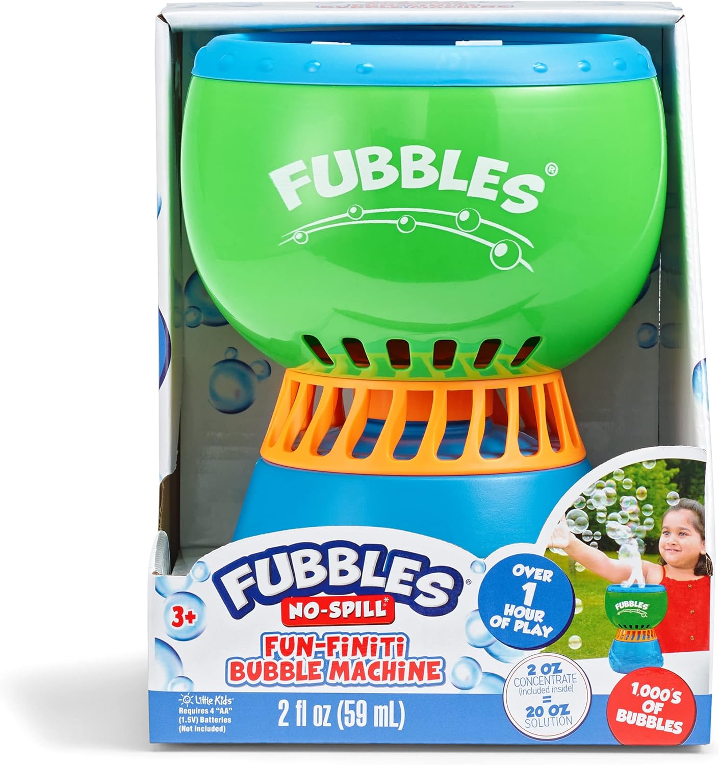 Little Kids Fubbles No-Spill Fun-Finiti Bubble Machine Active Play per bambini dai 3 agli 8 anni