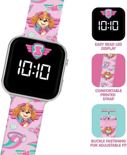 Accutime Paw Patrol Skye Pink Printed Strap LED Watch PAW4628