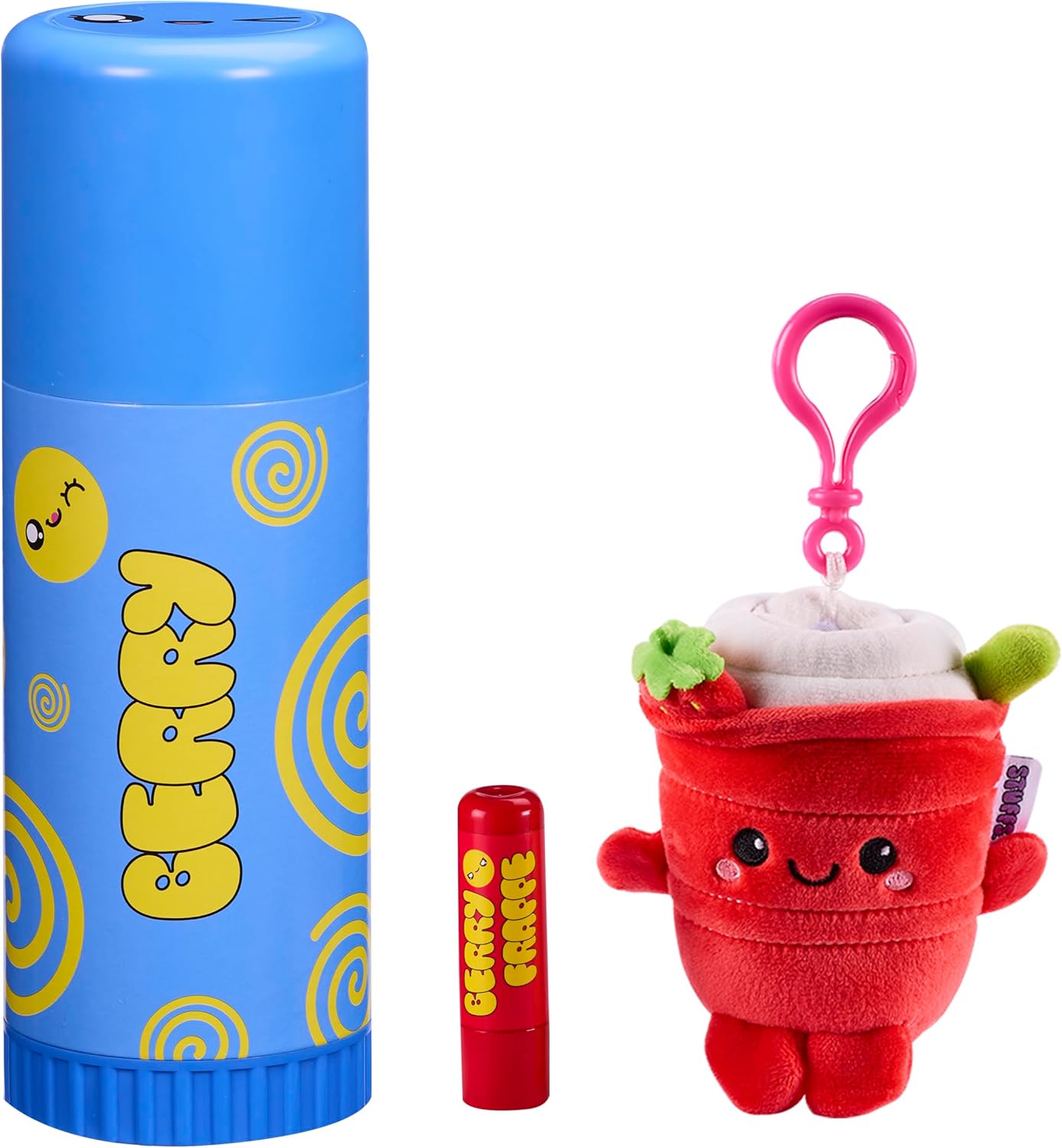 Trendy Self-Care Toycessories. Stuffie with Keychain & Matching Lip Balm Set, STYLES MAY VARY