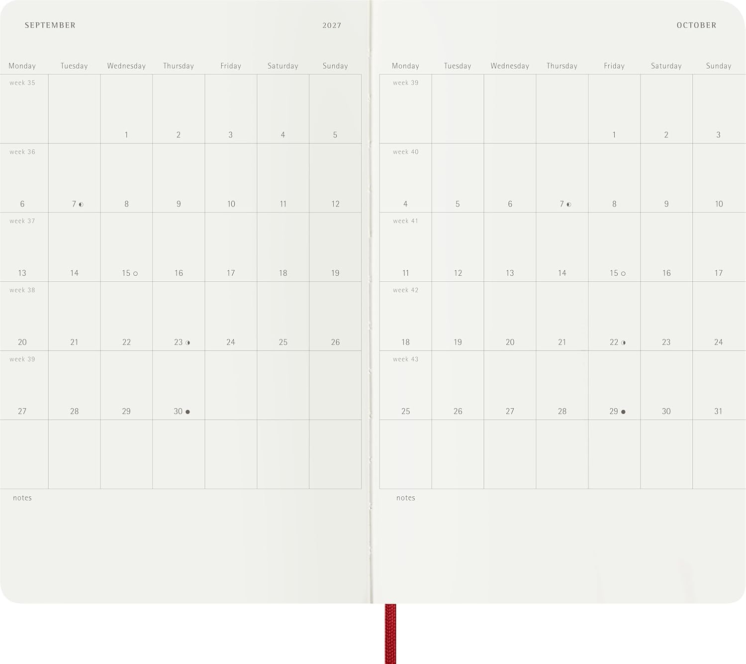 Moleskine Daily Planner 2027, Soft Cover 12 Month Diary with Elastic Closure, Large 13x21 Cm, Scarlet Red