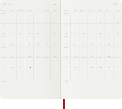 Moleskine Daily Planner 2027, Soft Cover 12 Month Diary with Elastic Closure, Large 13x21 Cm, Scarlet Red
