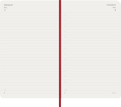 Moleskine Daily Planner 2027, Soft Cover 12 Month Diary with Elastic Closure, Large 13x21 Cm, Scarlet Red