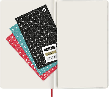Moleskine Daily Planner 2027, Soft Cover 12 Month Diary with Elastic Closure, Large 13x21 Cm, Scarlet Red