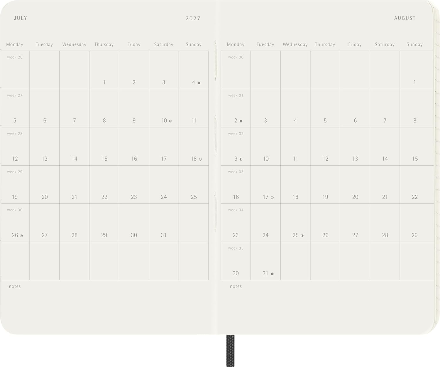 Moleskine Daily Planner 2027, Soft Cover 12 Month Diary with Elastic Closure, Pocket Size 9x14 Cm, Black