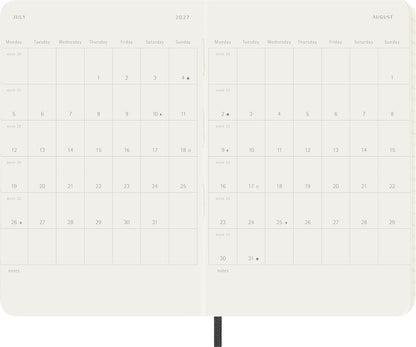 Moleskine Daily Planner 2027, Soft Cover 12 Month Diary with Elastic Closure, Pocket Size 9x14 Cm, Black