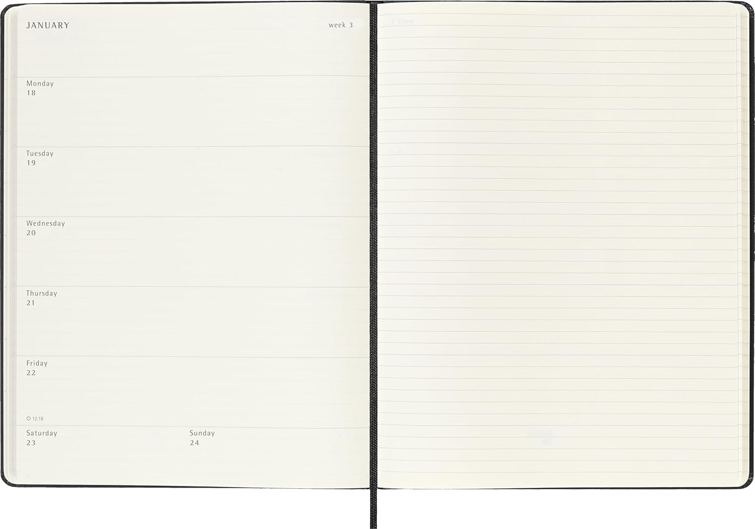 Moleskine Weekly Planner 2027, Hard Cover 12 Month Diary with Space for Notes and Elastic Closure, XL 19x25 Cm, Black