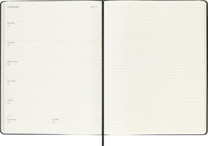 Moleskine Weekly Planner 2027, Hard Cover 12 Month Diary with Space for Notes and Elastic Closure, XL 19x25 Cm, Black