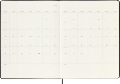 Moleskine Weekly Planner 2027, Hard Cover 12 Month Diary with Space for Notes and Elastic Closure, XL 19x25 Cm, Black