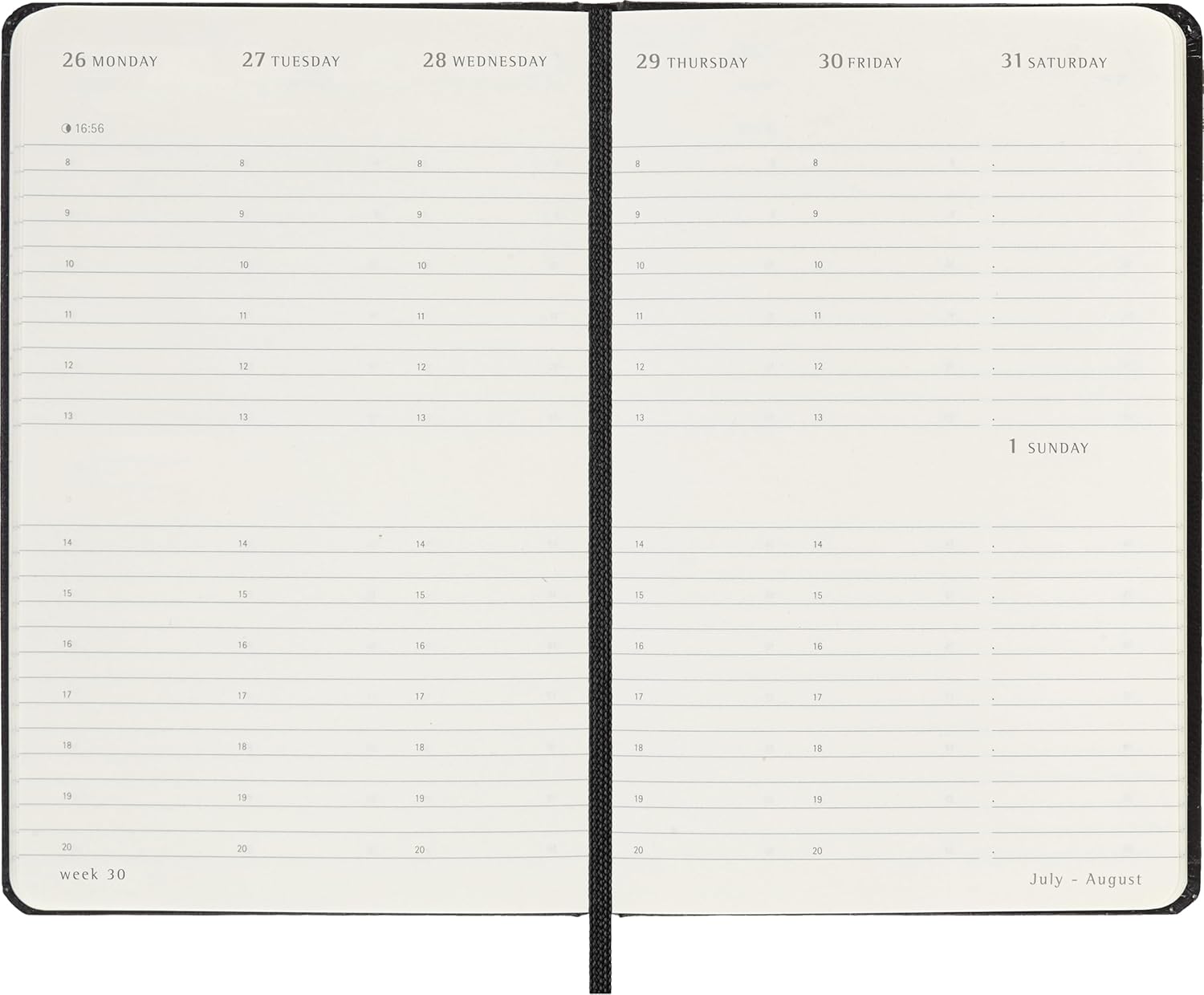 Moleskine Weekly Planner 2027, Hard Cover 12 Month Vertical Diary with Space for Notes and Elastic Closure, Pocket Size 9x14 Cm, Black