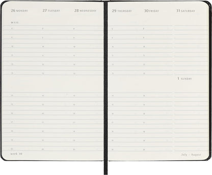 Moleskine Weekly Planner 2027, Hard Cover 12 Month Vertical Diary with Space for Notes and Elastic Closure, Pocket Size 9x14 Cm, Black