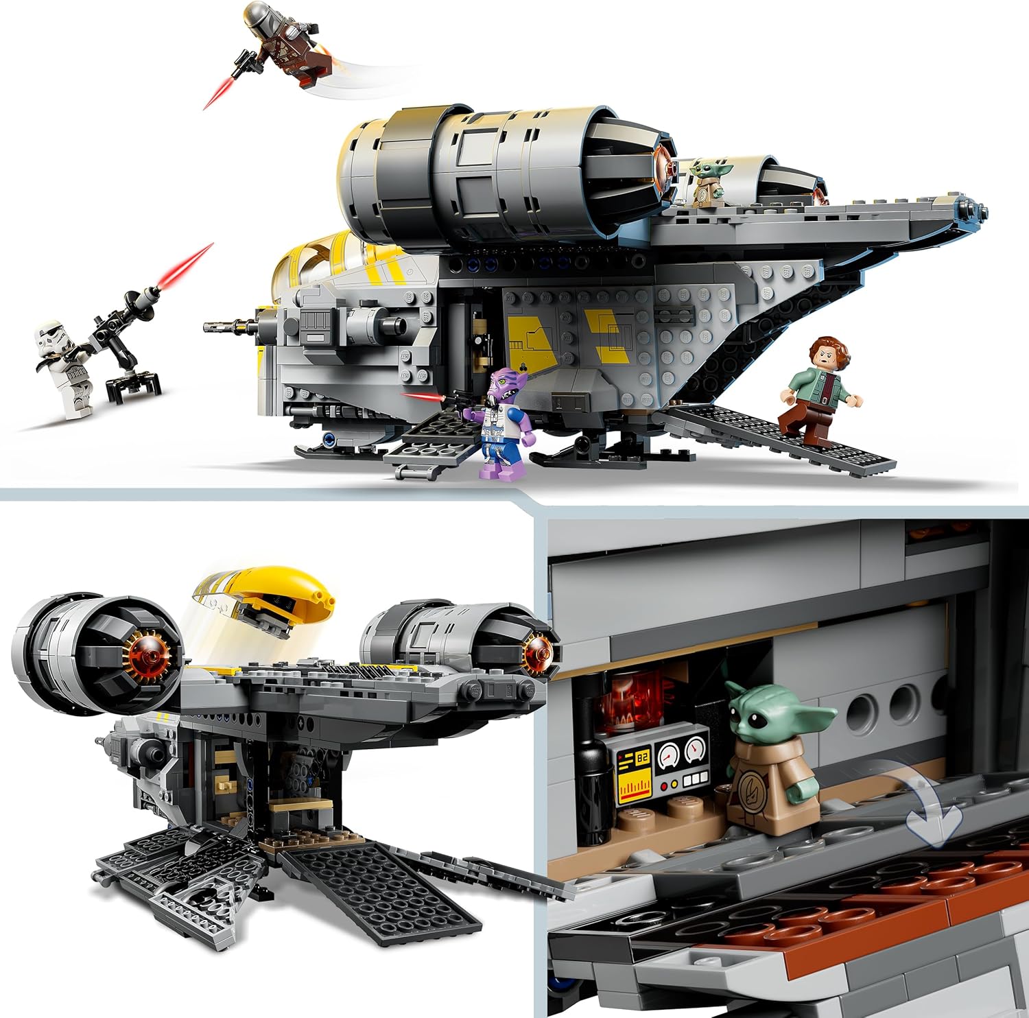 LEGO Star Wars 75447 De Razor Crest Ruimteschip Speelgoed voor Kinderen - De Mandalorian en Grogu Bouwpakket met 4 Minifiguren en Grogu Figuur - Cadeau voor Jongens, Meisjes en Fans vanaf 10 Jaar