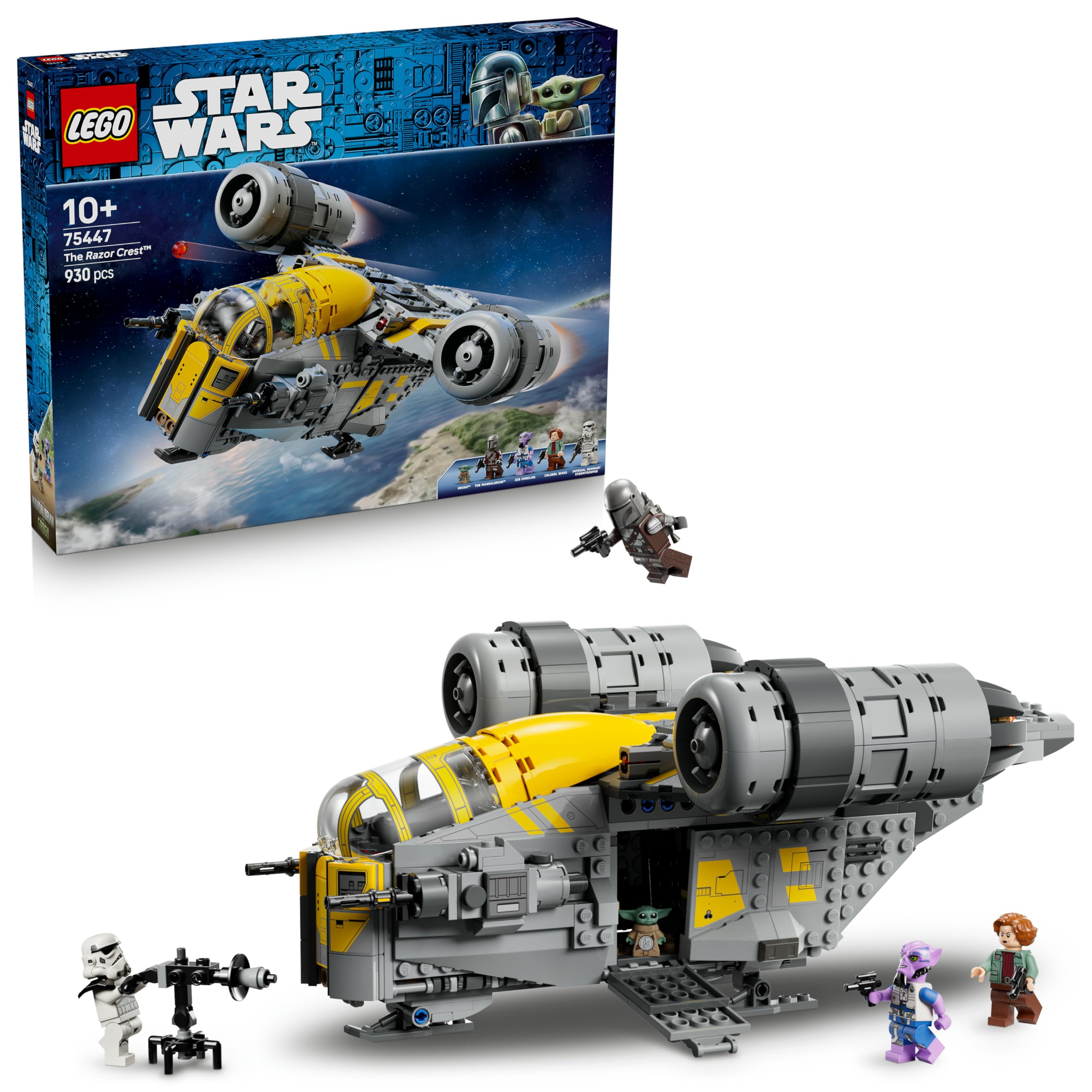 LEGO Star Wars 75447 De Razor Crest Ruimteschip Speelgoed voor Kinderen - De Mandalorian en Grogu Bouwpakket met 4 Minifiguren en Grogu Figuur - Cadeau voor Jongens, Meisjes en Fans vanaf 10 Jaar