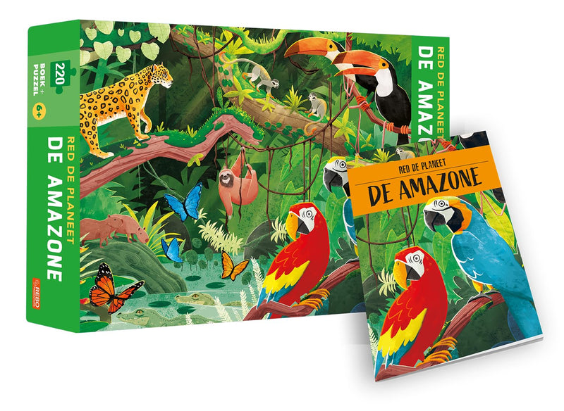 Rebo Publishers - Boek en Puzzel - De Amazone