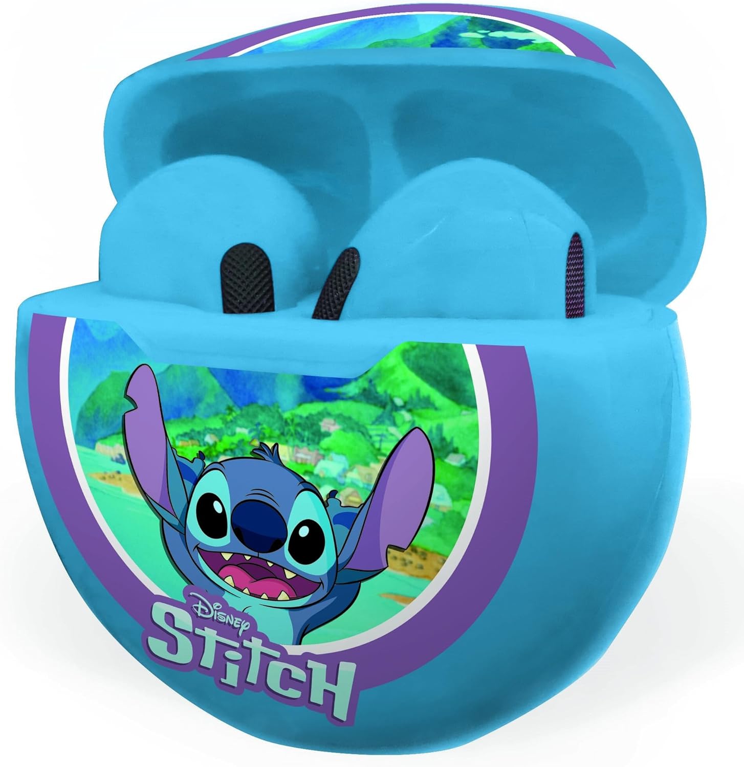 Lexibook, Disney Stitch, Draadloze stereooordopjes, Hoge geluidskwaliteit, Geïntegreerde microfoon, Slimme aanraakbediening, Oplaadetui, Geluidsniveau beperkt tot 85 dB, Blauw, HPBT05D