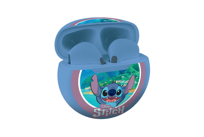 Lexibook, Disney Stitch, Draadloze stereooordopjes, Hoge geluidskwaliteit, Geïntegreerde microfoon, Slimme aanraakbediening, Oplaadetui, Geluidsniveau beperkt tot 85 dB, Blauw, HPBT05D