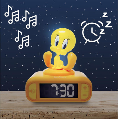 LEXIBOOK, Tweety Nachtlampje Wekker met geluiden, Geel, RL800TW