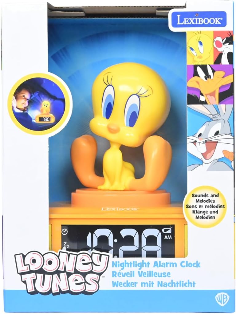 LEXIBOOK, Tweety Nachtlampje Wekker met geluiden, Geel, RL800TW