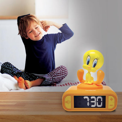 LEXIBOOK, Tweety Nachtlampje Wekker met geluiden, Geel, RL800TW