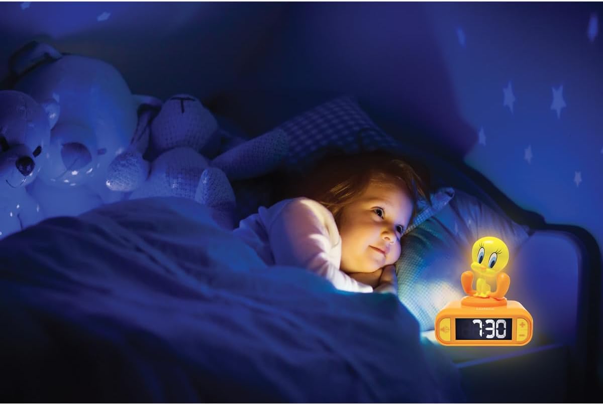 LEXIBOOK, Tweety Nachtlampje Wekker met geluiden, Geel, RL800TW