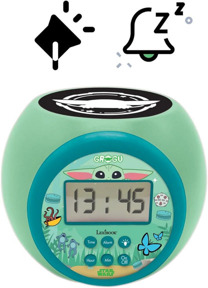 Lexibook, Magnifique Projector Wecker Star Wars met Nachtlampje Timer, Multicolor Plafondprojectie, Verlichte LCD-scherm, Snooze Alarm, Werkt op Batterijen, Groen, RL977SW