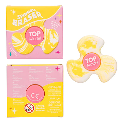 TOPModel Spinner Eraser Set, 4 Colours, Fidget Spinner Design, Rotating Eraser