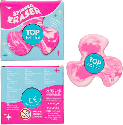 TOPModel Spinner Eraser Set, 4 Colours, Fidget Spinner Design, Rotating Eraser