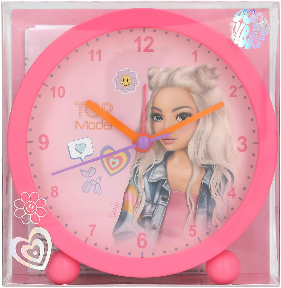 Depesche 14147 TOPModel - Wekker in roze voor kinderen, met modelmotief, stille klok met lichtfunctie