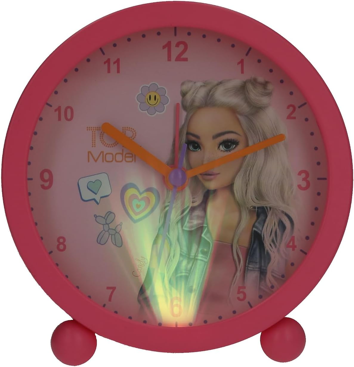 Depesche 14147 TOPModel - Wekker in roze voor kinderen, met modelmotief, stille klok met lichtfunctie