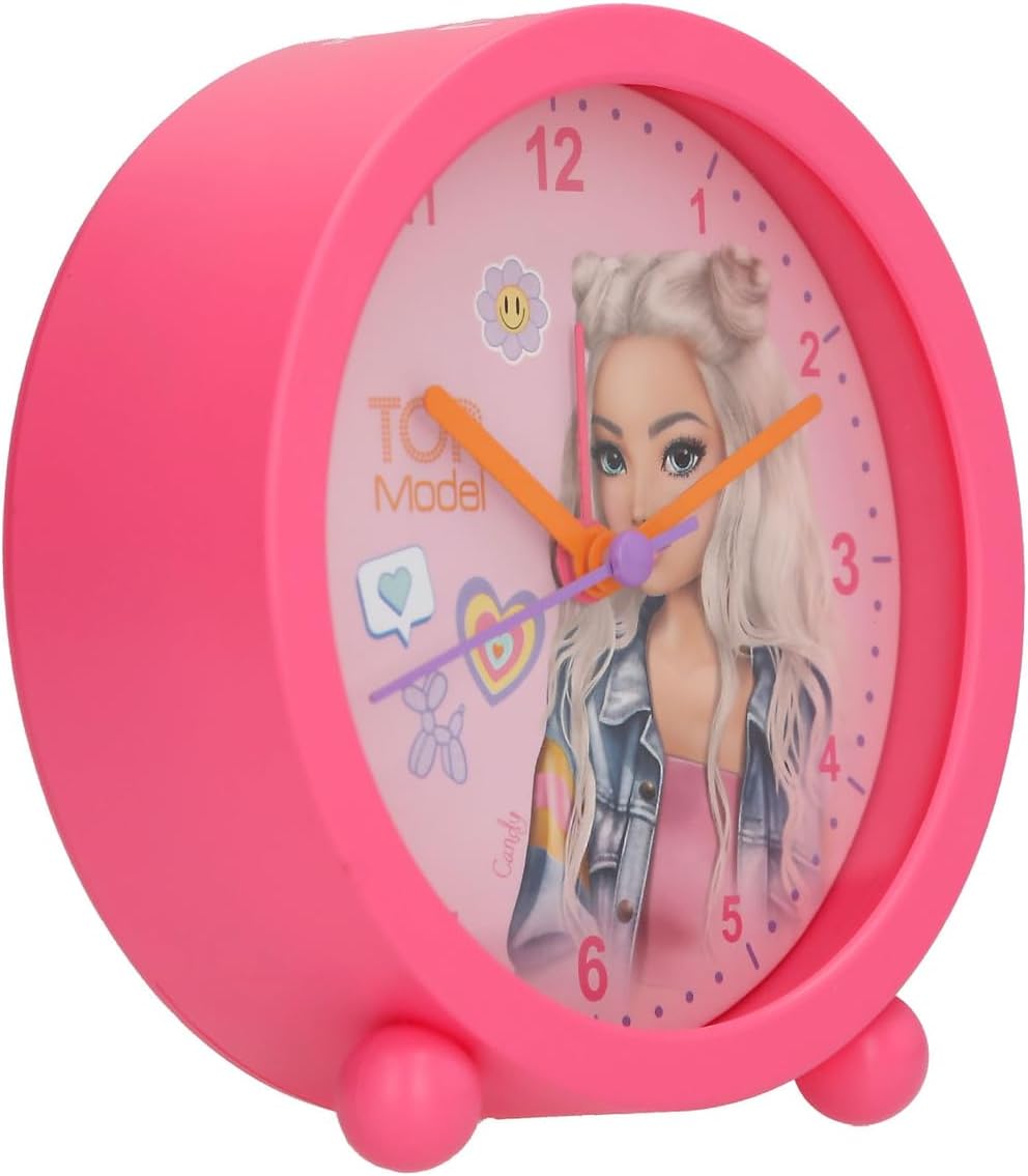Depesche 14147 TOPModel - Wekker in roze voor kinderen, met modelmotief, stille klok met lichtfunctie