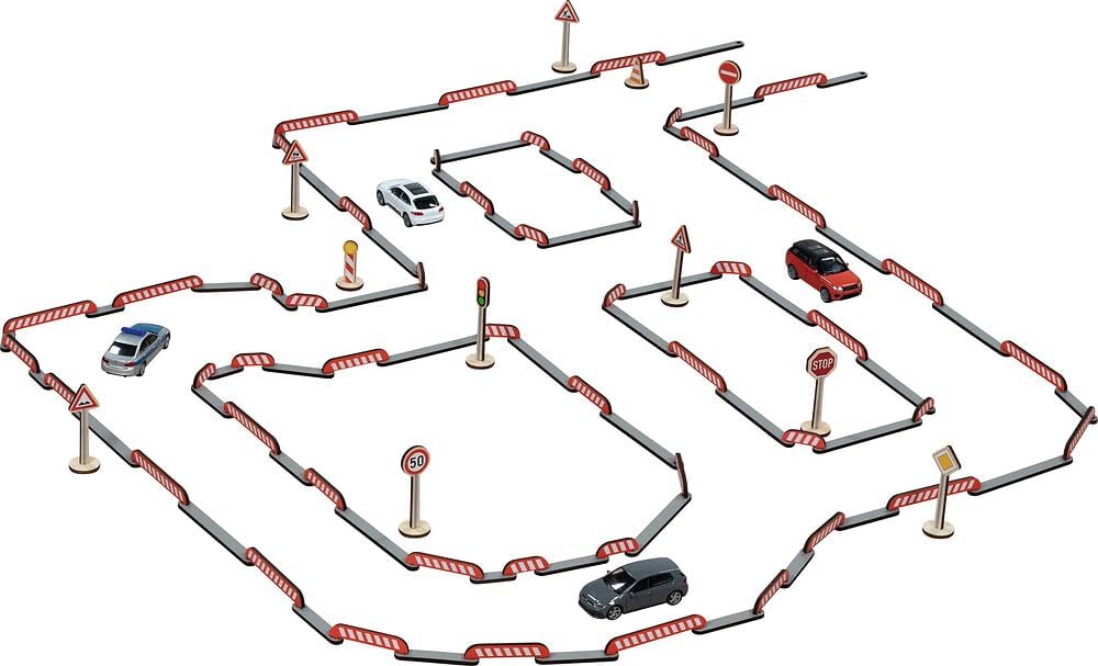 goki Flexi Roads 53765 Speelset, wegbouw, 135-delig, flexibel wegsysteem, creatief constructiespeelgoed voor kinderen vanaf 3 jaar
