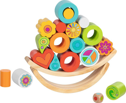 goki Flowerloop 66 56292 Balanceerspel, kleurrijk 21-delig behendigheidsspel van hout met kleurrijke stapel- en balanselementen en steeds nieuwe opbouwmogelijkheden