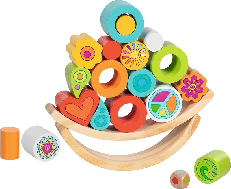 goki Flowerloop 66 56292 Balanceerspel, kleurrijk 21-delig behendigheidsspel van hout met kleurrijke stapel- en balanselementen en steeds nieuwe opbouwmogelijkheden