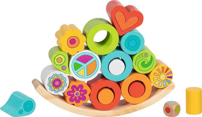 goki Flowerloop 66 56292 Balanceerspel, kleurrijk 21-delig behendigheidsspel van hout met kleurrijke stapel- en balanselementen en steeds nieuwe opbouwmogelijkheden