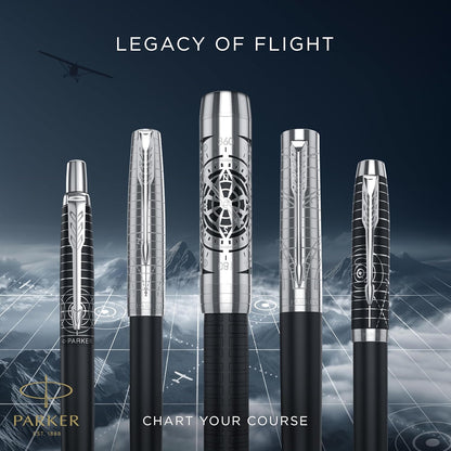 Parker IM Premium Penna a sfera | Collezione Legacy of Flight | Rifiniture cromate | Punta Media | Inchiostro blu | Confezione Regalo