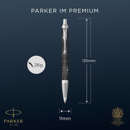 Parker IM Premium Penna a sfera | Collezione Legacy of Flight | Rifiniture cromate | Punta Media | Inchiostro blu | Confezione Regalo