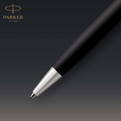 Parker Sonnet penna a sfera | laccatura di colore nero opaco con finiture in palladio | pennino medio | Confezione regalo