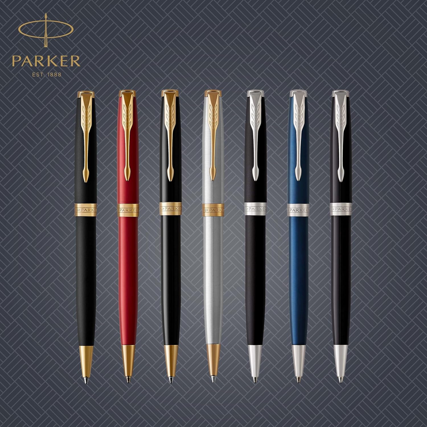 Parker Sonnet penna a sfera | laccatura di colore nero opaco con finiture in palladio | pennino medio | Confezione regalo