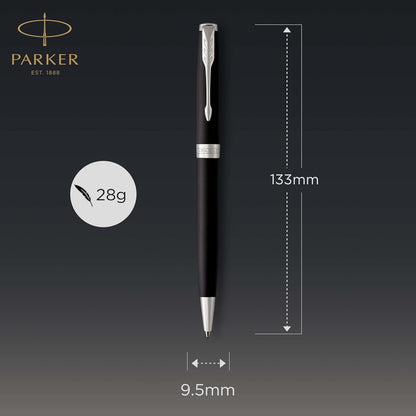 Parker Sonnet penna a sfera | laccatura di colore nero opaco con finiture in palladio | pennino medio | Confezione regalo