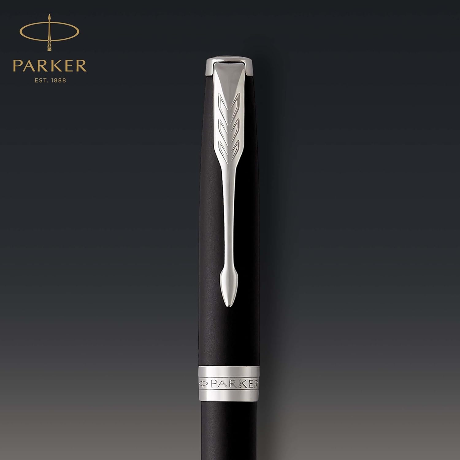 Parker Sonnet penna a sfera | laccatura di colore nero opaco con finiture in palladio | pennino medio | Confezione regalo
