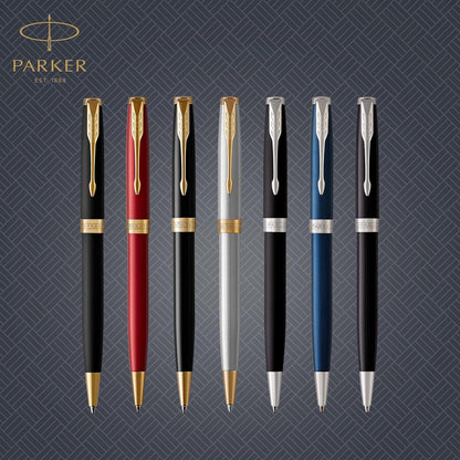 Parker Sonnet penna a sfera | laccatura di colore nero opaco con finiture in palladio | pennino medio | Confezione regalo