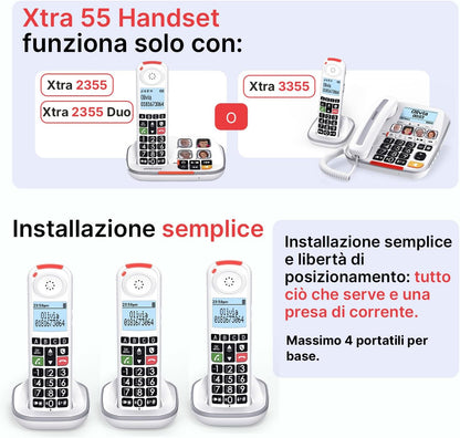 SWISSVOICE - Xtra 55 Handset - Portatile aggiuntivo per telefono cordless - DECT Swissvoice Xtra 2355, Xtra 2355 Duo e Xtra 3355 Combo - Facile da installare - Non funziona da solo con un modem
