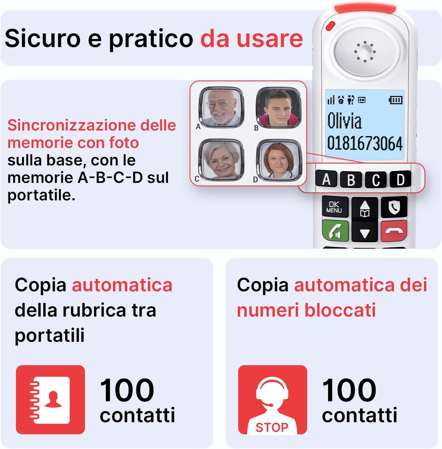 SWISSVOICE - Xtra 55 Handset - Portatile aggiuntivo per telefono cordless - DECT Swissvoice Xtra 2355, Xtra 2355 Duo e Xtra 3355 Combo - Facile da installare - Non funziona da solo con un modem