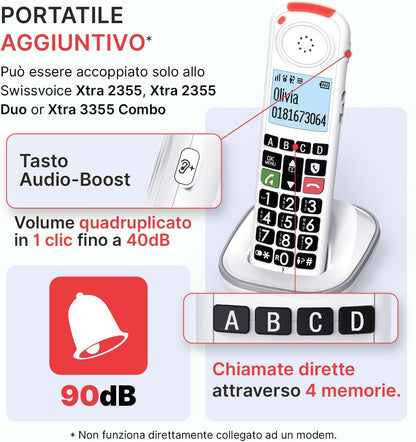 SWISSVOICE - Xtra 55 Handset - Portatile aggiuntivo per telefono cordless - DECT Swissvoice Xtra 2355, Xtra 2355 Duo e Xtra 3355 Combo - Facile da installare - Non funziona da solo con un modem