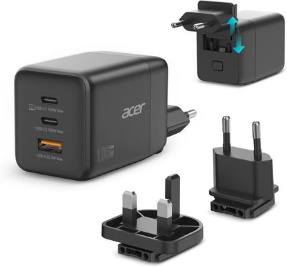 Acer HP.DSCAB.019 Caricabatterie per dispositivi mobili Universale Nero AC Ricarica rapida Interno (ACER GAN CHARGER - USB-C USB-A 100W