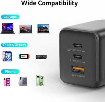 Acer HP.DSCAB.019 Caricabatterie per dispositivi mobili Universale Nero AC Ricarica rapida Interno (ACER GAN CHARGER - USB-C USB-A 100W