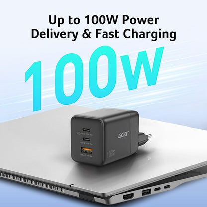 Acer HP.DSCAB.019 Caricabatterie per dispositivi mobili Universale Nero AC Ricarica rapida Interno (ACER GAN CHARGER - USB-C USB-A 100W