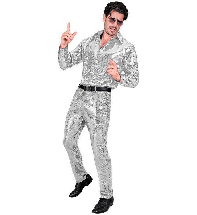 Widmann Party Fashion Pants (Silver Sequin Pants) (L) Silver