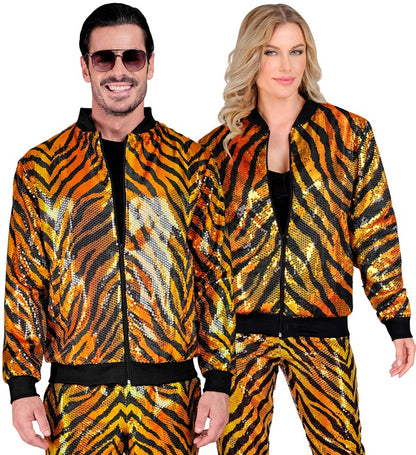 Widmann Party Fashion Bomber (Animalier Tiger Sequin Bomber) (S/M) Orange