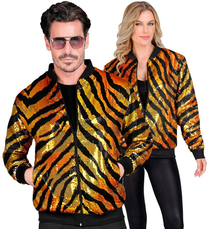 Widmann Party Fashion Bomber (Animalier Tiger Sequin Bomber) (L/XL) Orange