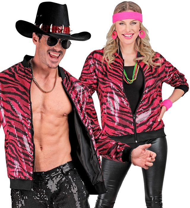 Widmann Party Fashion Bomber (Pink Animalier Sequin Bomber) (S/M) Pink